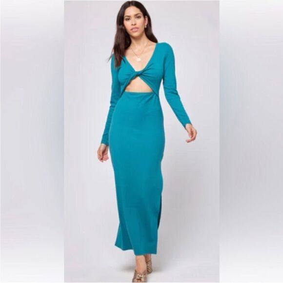 NWT L Space Hayden dress women's size large long with side slit - Picture 1 of 16